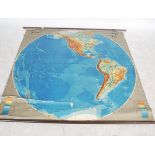 A stunning Geographical canvas backed map of South America, of German origin ( Dr Herman Haack )