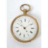 A large oversized doctor's pocket watch in yellow metal chase decorated pocket watch having heart