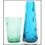 Two 20th century Whitefriars studio art glass vases on of tapering textured form pattern 9612 in a