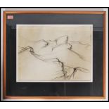 A mid century abstract pencil sketch being signed to the corner in pencil by the artist. Framed