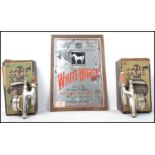 A vintage 20th century White Horse Whisky advertising mirror together with a pair of vintage Optic
