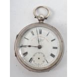 A silver cased open face pocket watch with notation The Express English Lever by J G Greaves,