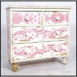 A 19th century Victorian pine two over three chest of drawers, having a later painted finish with