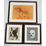 A group of three limited edition dog prints by Fletcher to include a Chihuahua, Boston terrier