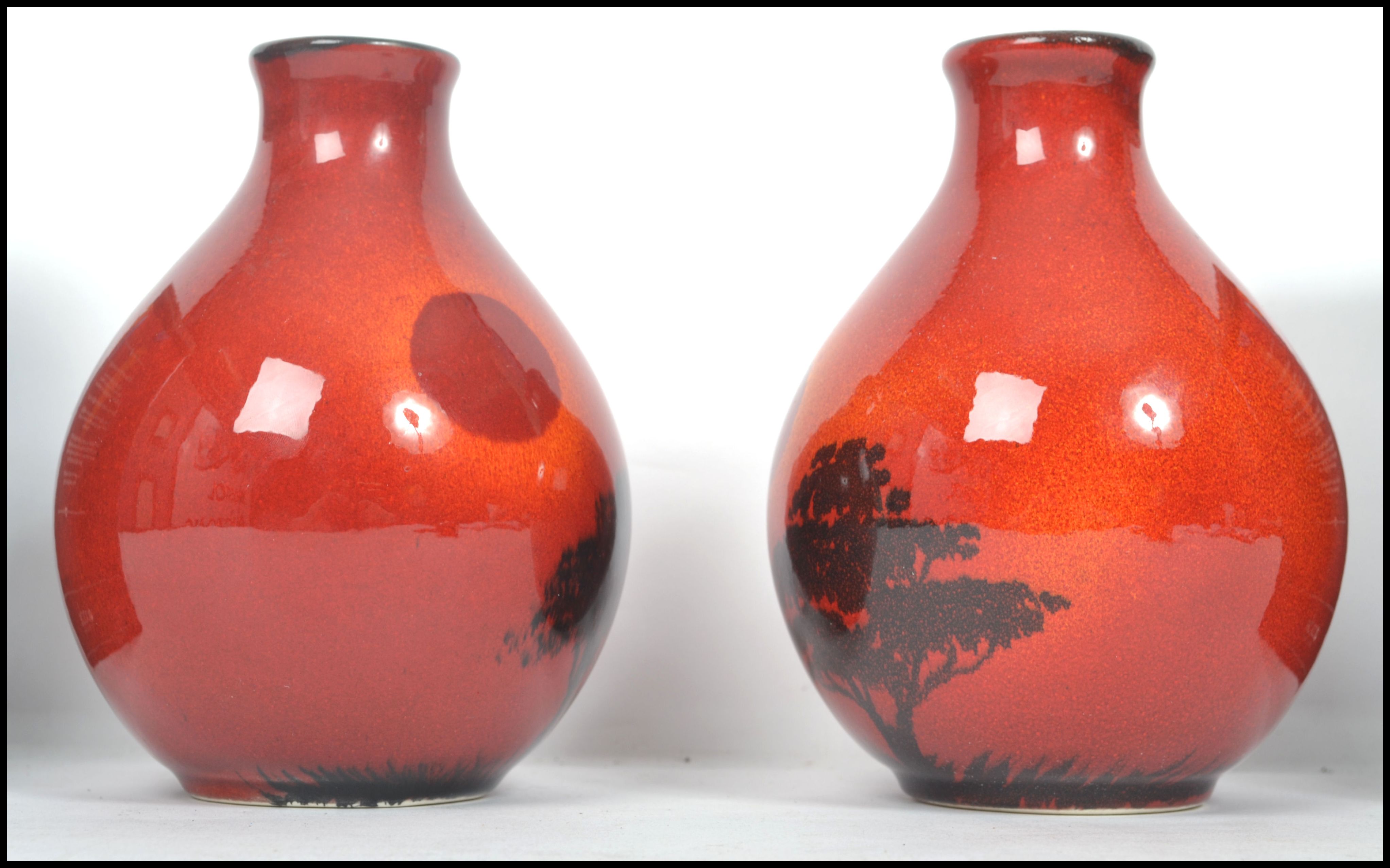A pair of matching Poole Pottery dump stem vases in the African Sky pattern, both in original - Image 2 of 6