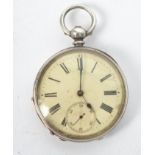 A silver early 20th century pocket watch by John Walker, Strand, London. Open faced with key wind,