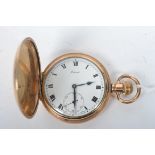 A good gold 10ct plated Federal hunter pocket watch set within moon Dennison case having a crown