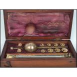 An early 20th century inlaid mahogany cased hydrometer, the ivory cartouche signed Sikes