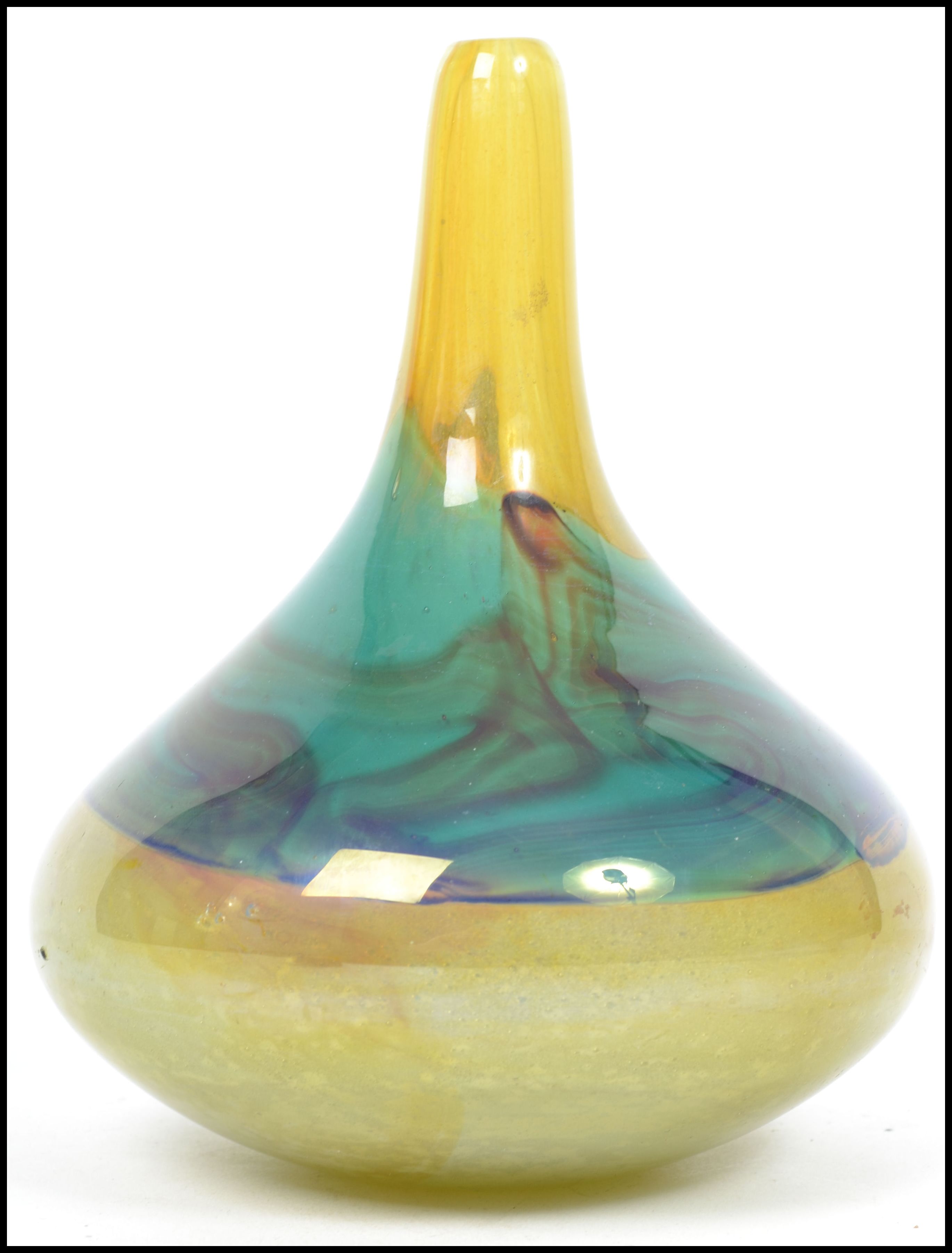 A 20th century retro Mdina studio art glass vase of baluster form having a bulbous body with waisted