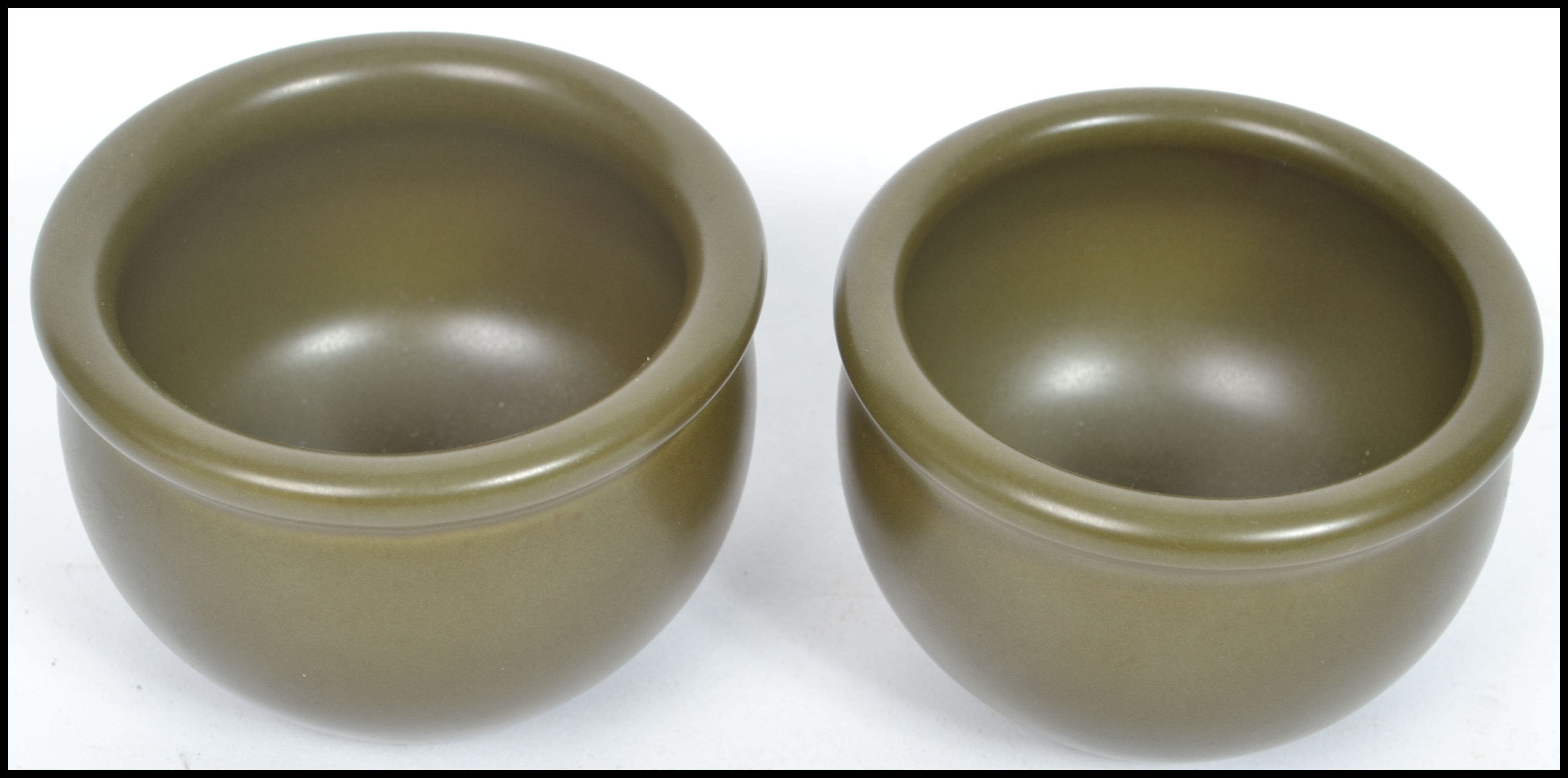 A pair of late 19th century / early 20th century Chinese Kang-xi period green glaze squat bowls each - Image 2 of 6