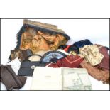 A large quantity of vintage textiles to include large wall hanging, Japanese embroidered dressing