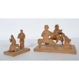 Two Chinese early 20th century hard wood carved groups - dioramas one of a beheading and the other