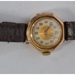 A vintage 9ct gold ladies bracelet strap dress watch having decorative roundel case and face, set to