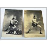 Boxing interest a pair of early 20th century boxing postcards. Each postcard featuring a prize