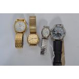 A collection of watches to include a nice Bernex automatic with white dial and date aperture