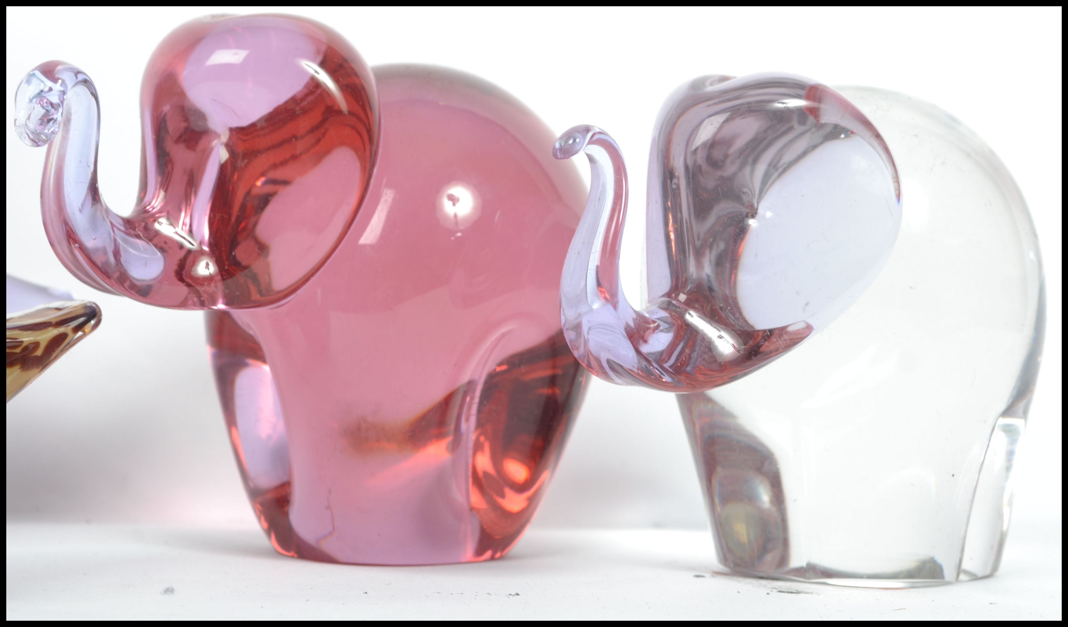 A collection of eight Wedgwood studio glass paperweights to include a cranberry glass Elephant, a - Image 2 of 4