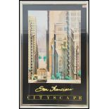 A retro 20th century framed and glazed poster / print picture of San Francisco titled City Scape.