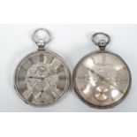 A mid 19th century hallmarked silver Victorian pocket watch having a silvered dial with gilt Roman