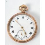 An early 20th century open faced gold plated pocket watch marked for Selezi- Duchene Louis and Cie