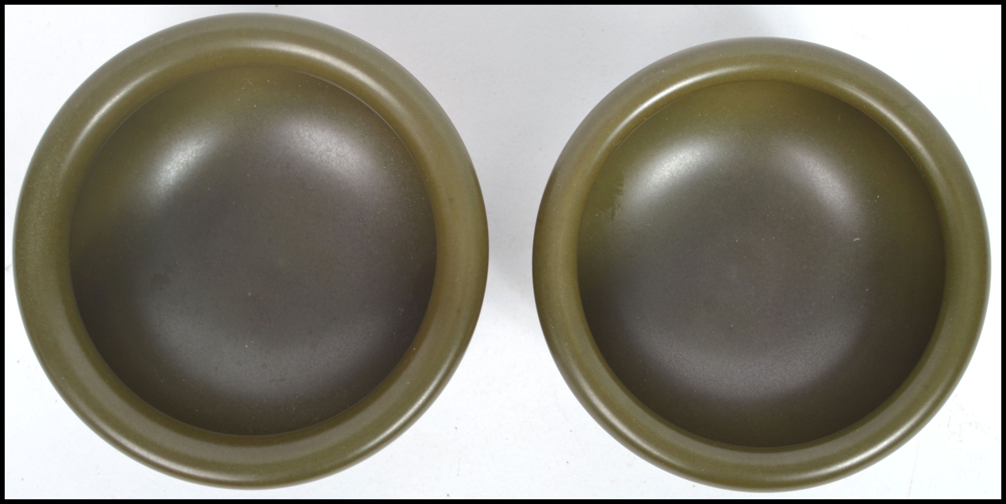 A pair of late 19th century / early 20th century Chinese Kang-xi period green glaze squat bowls each - Image 3 of 6