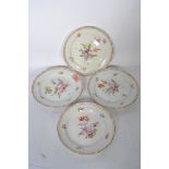 A set of four late 19th century Meissen porcelain cabinet  plates depicting floral sprays with