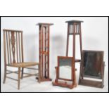 A collection of 19th and 20th century furniture to include two bathroom / toilet swing mirrors,