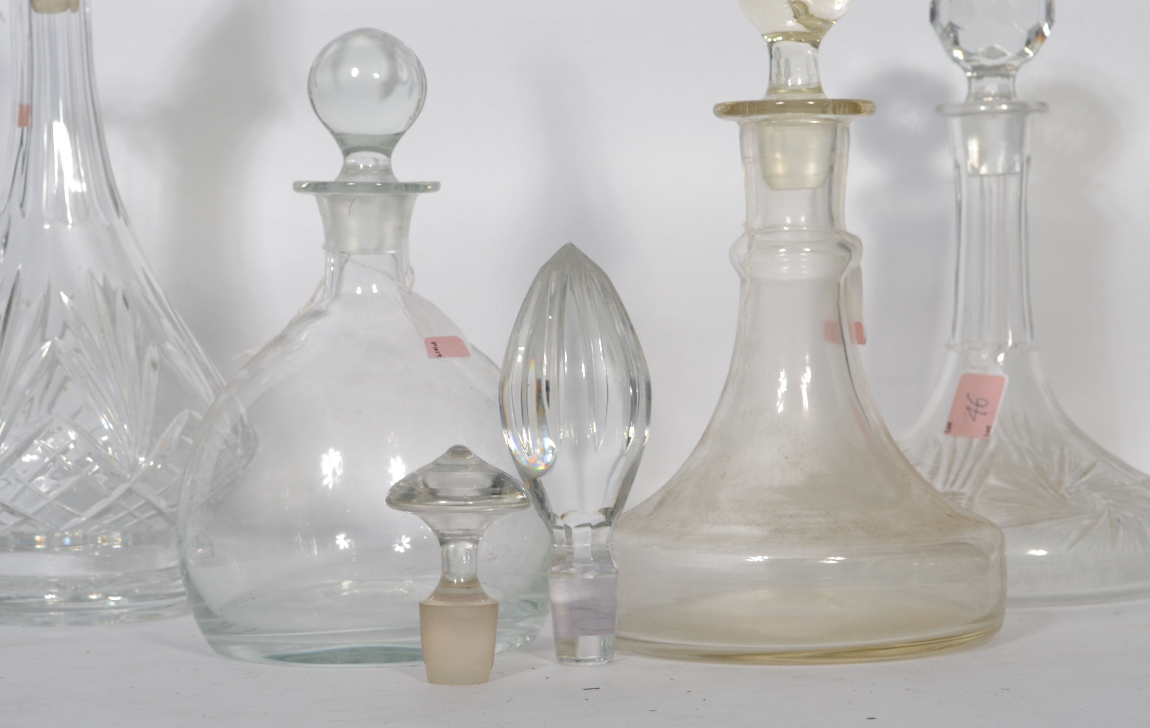 A group of early 20th century cut class decanters and claret jugs to include captains ship - Image 4 of 6