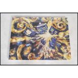 A Doctor Who BBC licensed 60cm by 40cm canvas print of the exploding TARDIS from episode 10 of