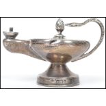 A silver ornate hallmarked Genie's Aladdin lamp oi