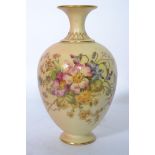 A Royal Worcester ivory blush ceramic vase of glob