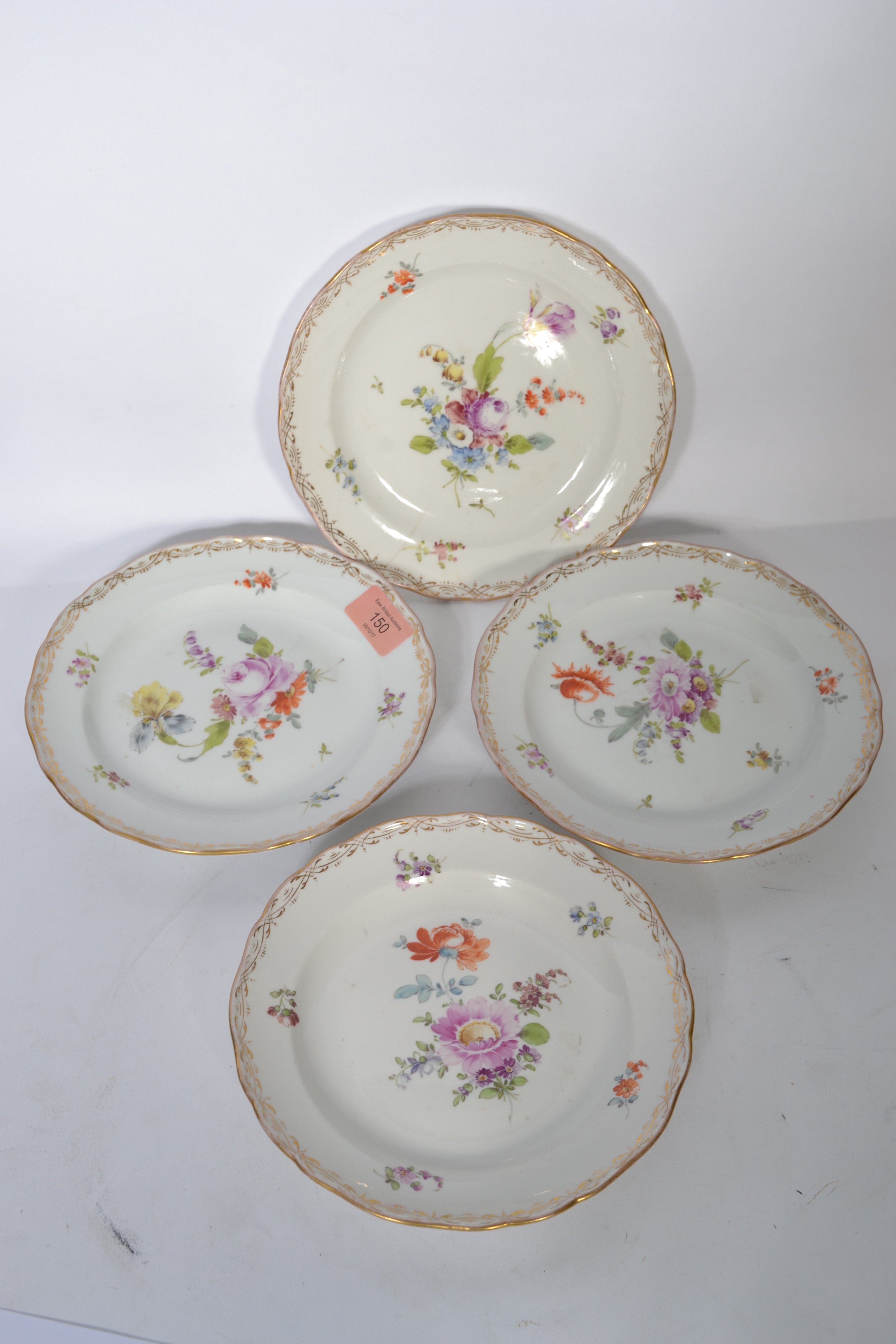 A set of four late 19th century Meissen porcelain