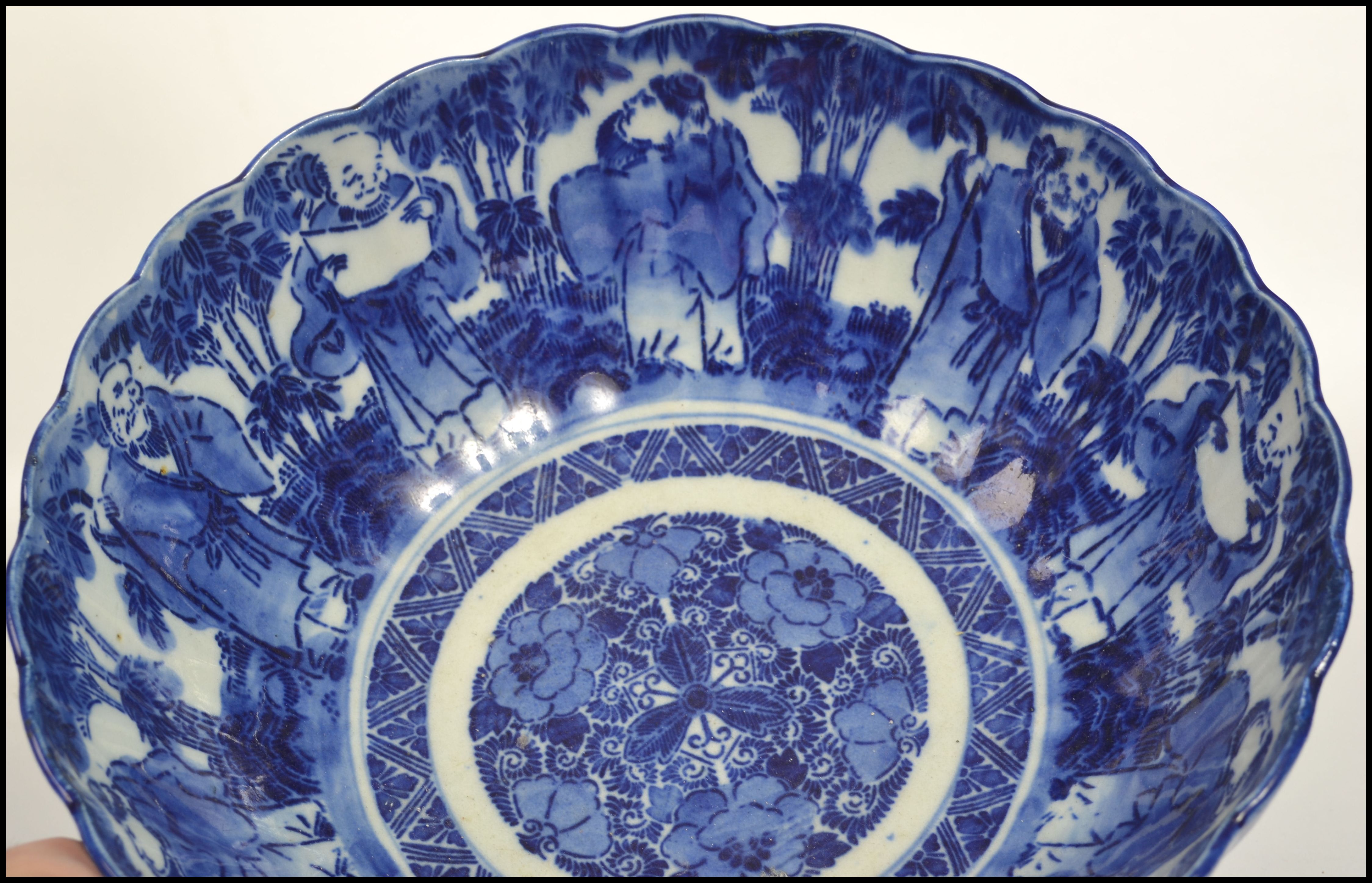 A late 19th / early 20th century Oriental blue and - Image 6 of 6