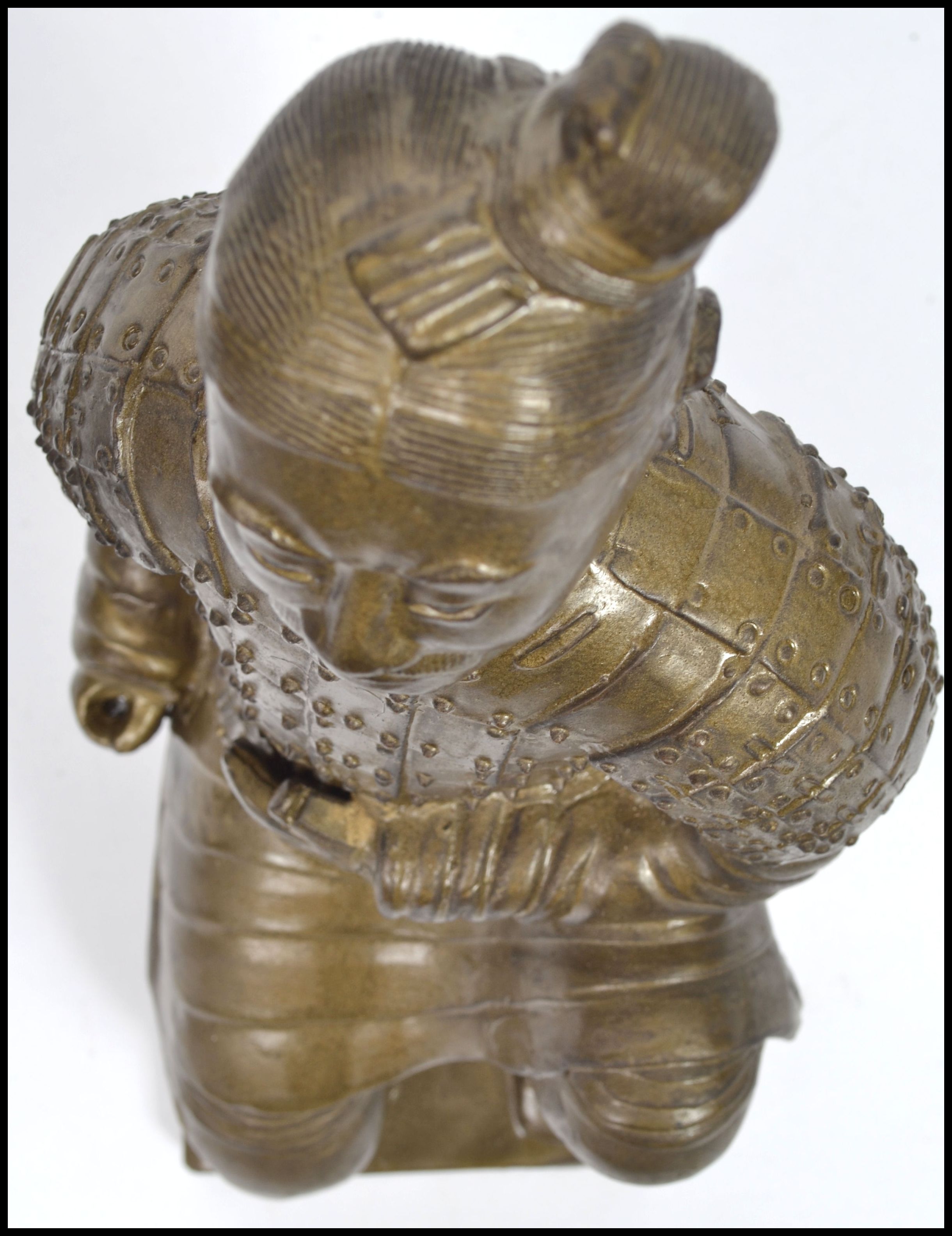 A large gilded plaster Chinese figurine of a terra - Image 5 of 6