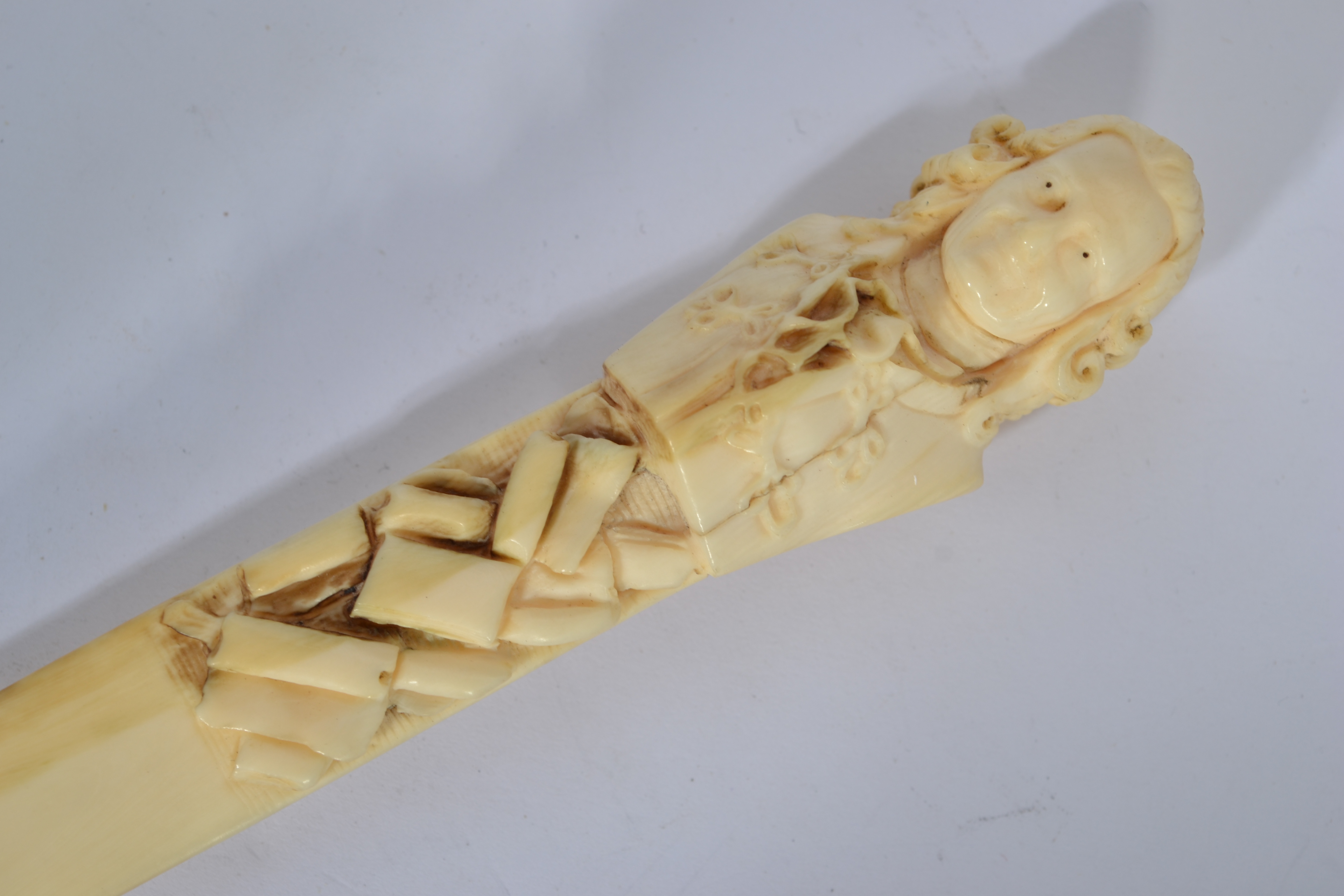 A 19th century Dieppe ivory carved letter opener / - Image 2 of 6