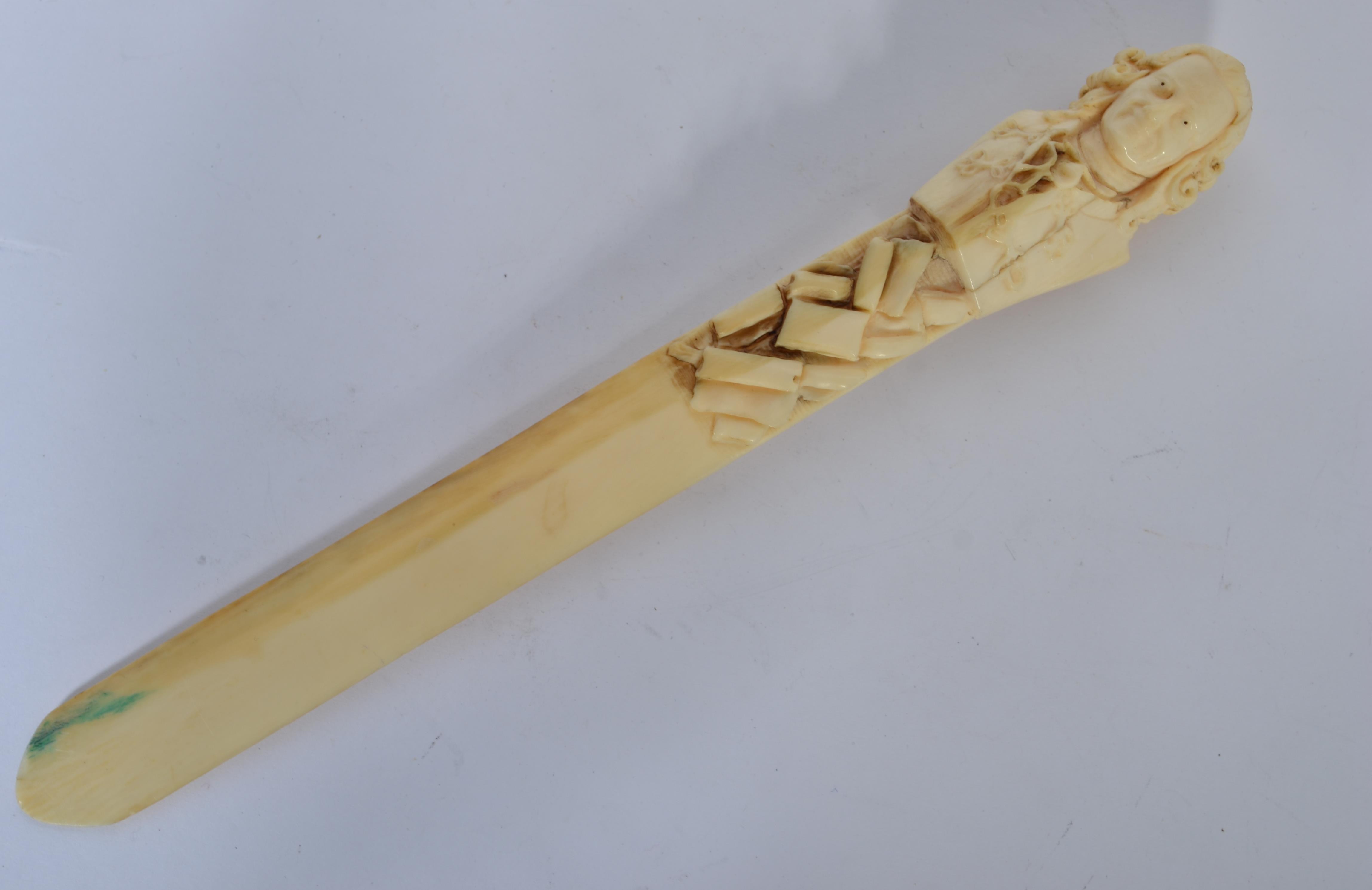 A 19th century Dieppe ivory carved letter opener /