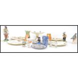 A collection of ceramics to include Minton aesthetic movement ceramic tazza cake stand and 2