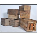 A good collection of retro advertising crates to include Amsterdam Advocat, Abergavenny farmers,
