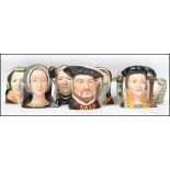 A 20th century Royal Doulton set of character jugs Henry VIII and his wife's comprising Henry VIII