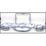 A collection of blue and white meat platters to include examples by JHW & Sons, Bishop & Stonier, F&