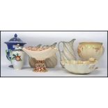 A collection of ceramics to include a large Victorian Wedgwood jasperware urn with pierced frog lid,