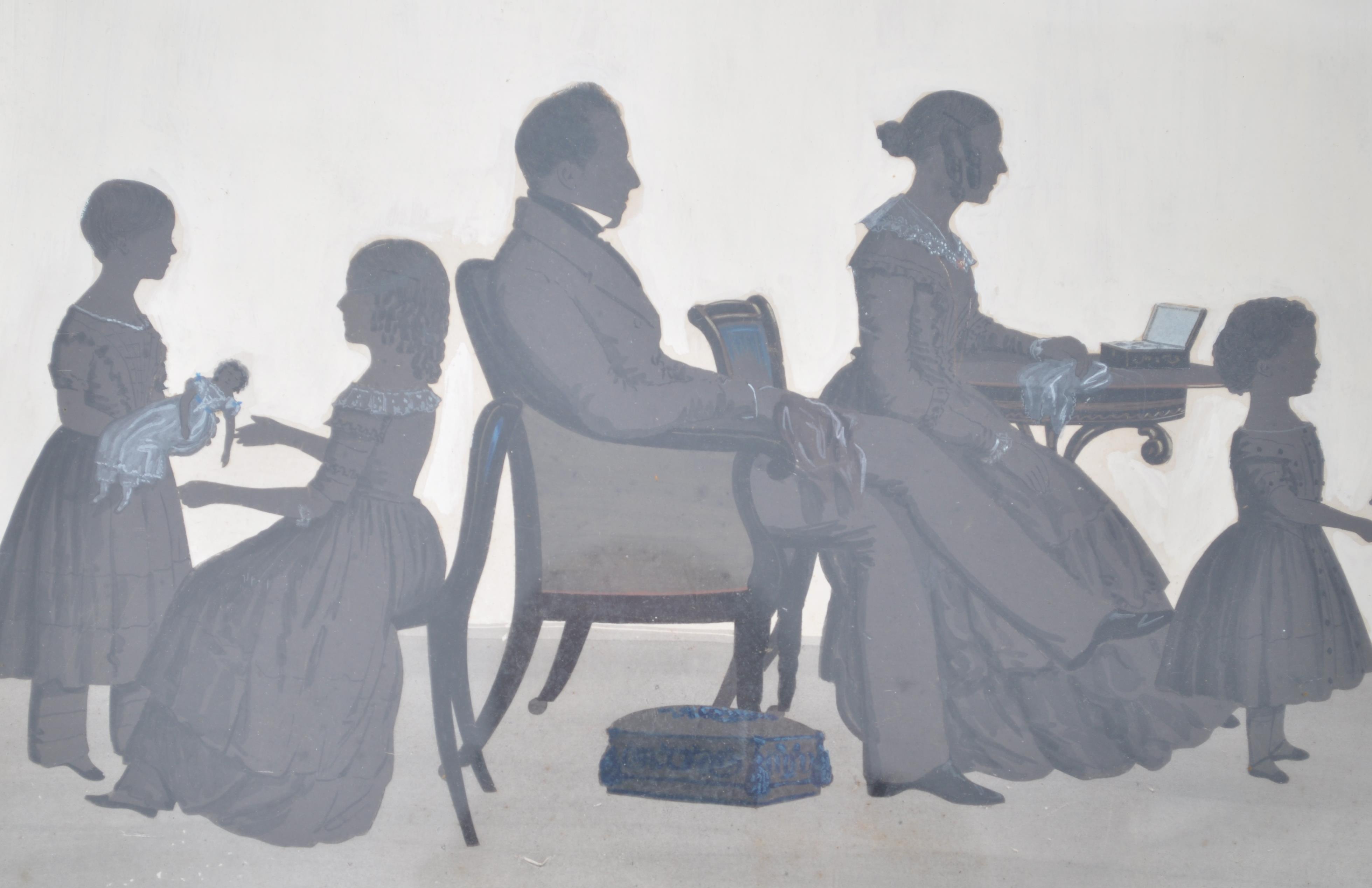A good 18th / 19th century Georgian / Regency silhouette picture painting being framed and glazed - Image 4 of 5