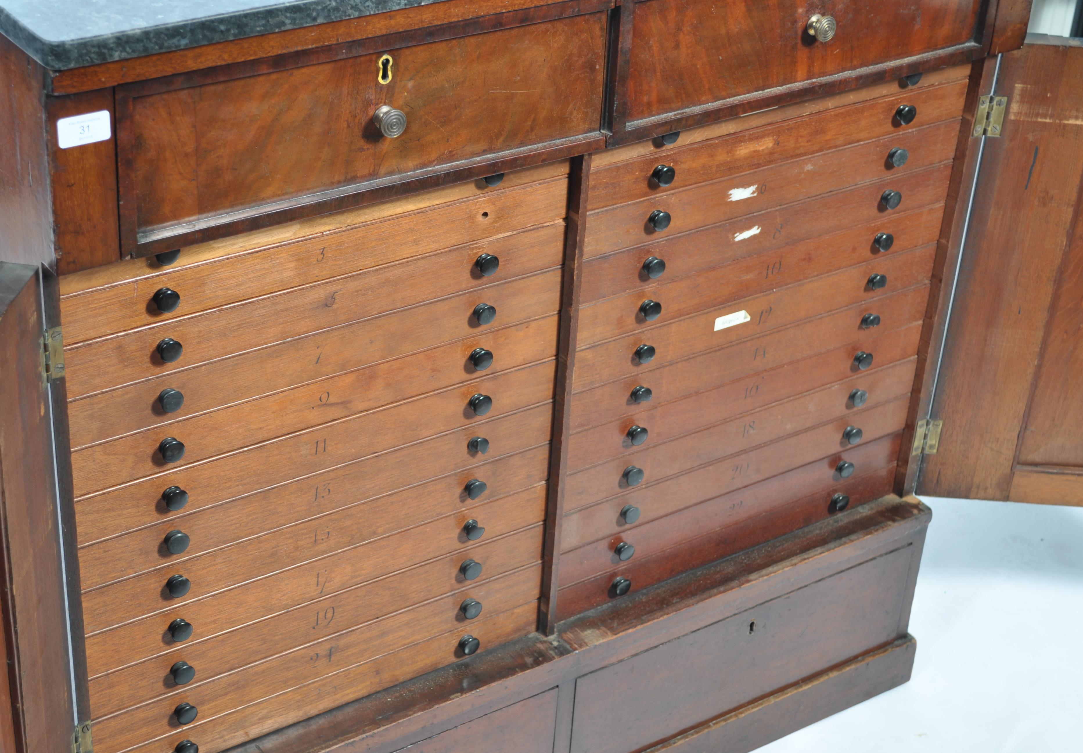 A 19th century Regency mahogany and marble top collectors / specimen cabinet. Raised on a plinth - Image 4 of 10