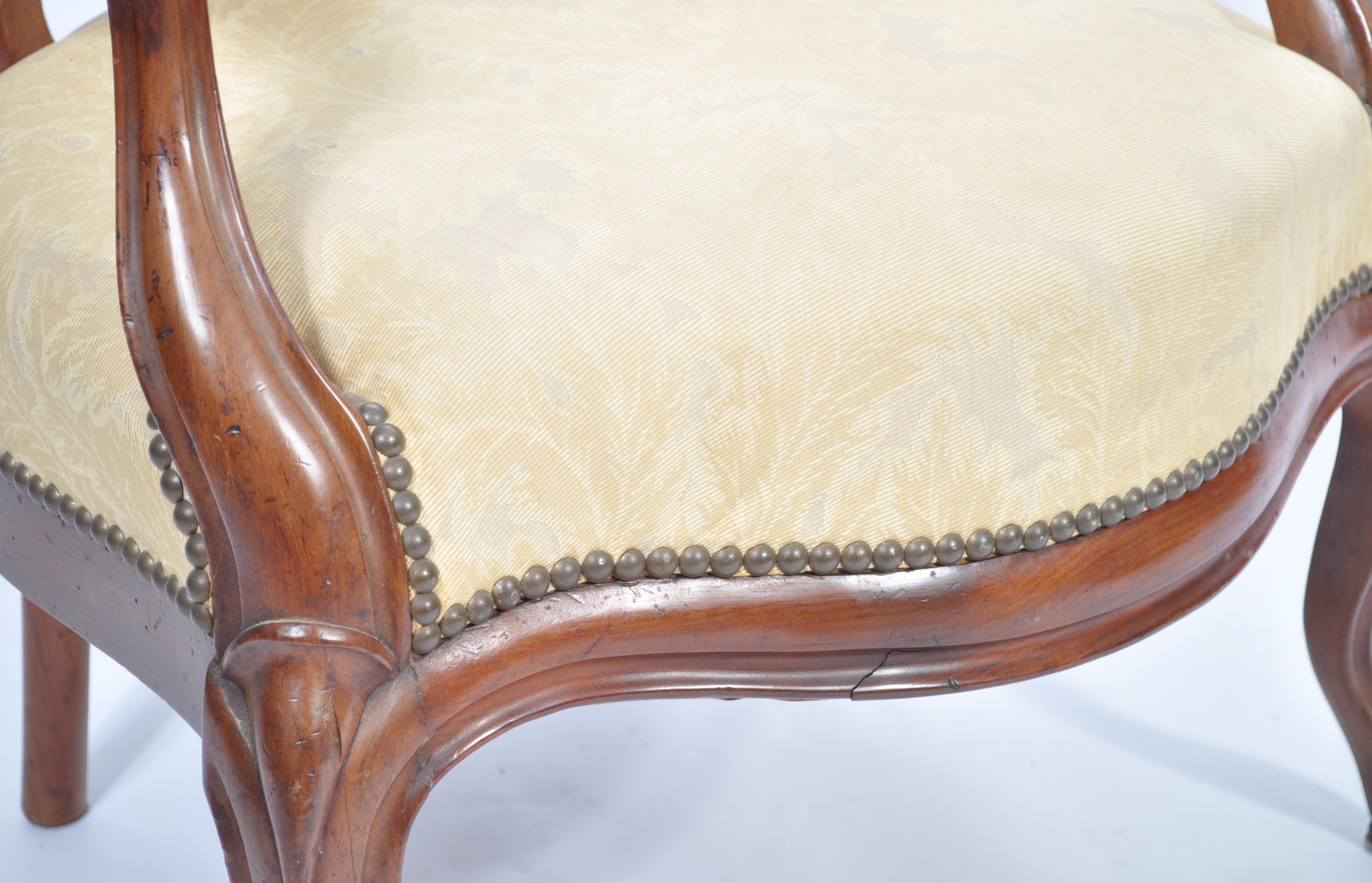 A good 19th century French mahogany fauteuil armchair. Raised on shaped cabriole legs with - Image 2 of 7