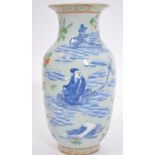 A Chinese 18th / 19th century polychrome famille rose vase with scenes of butterflies and birds