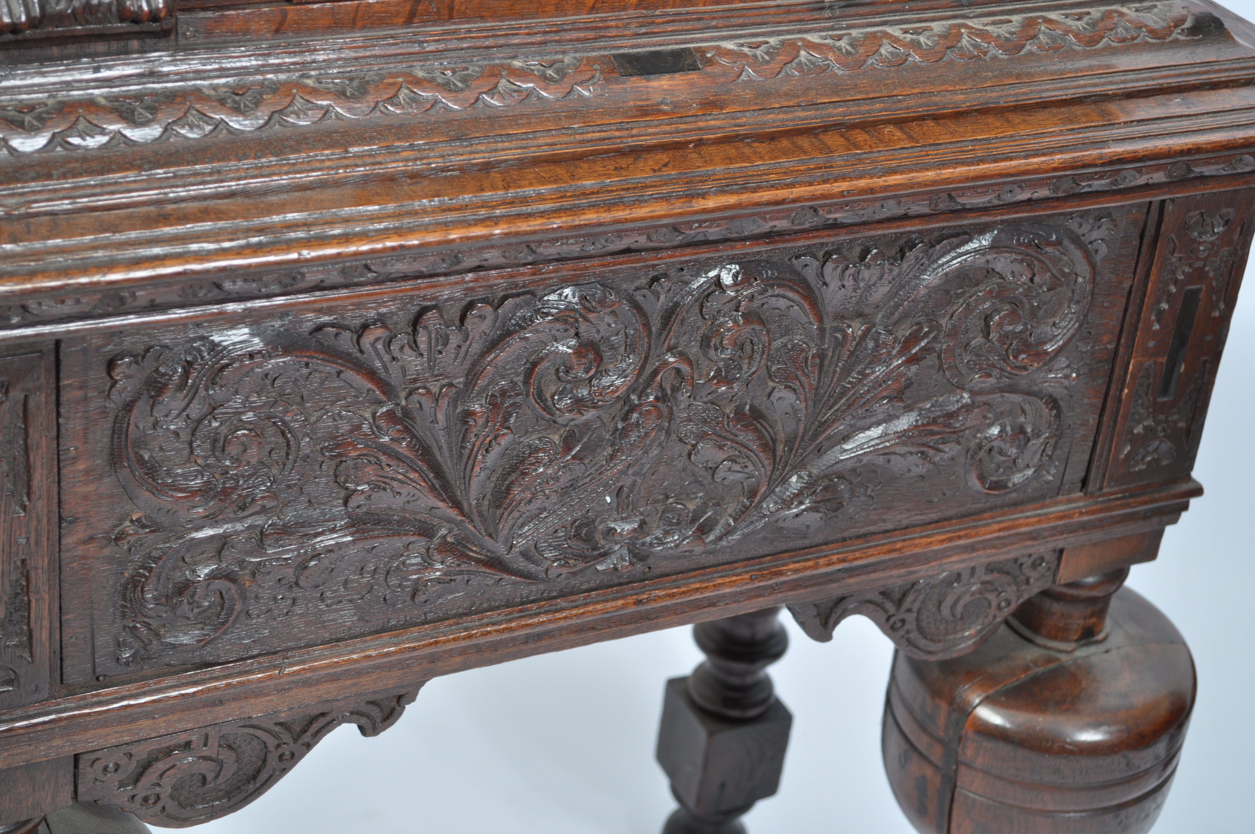 A late 17th / 18th century dutch / Flemish church vestry cabinet on stand. The solid oak carved - Image 6 of 15