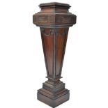 A late 19th / Edwardian mahogany stately home bust stand. Raised on square plinth with inverse