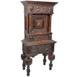 A late 17th / 18th century dutch / Flemish church vestry cabinet on stand. The solid oak carved