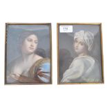 A pair of 19th century portraits on ivory by Charles Caruson , Rome 1876. Each signed to the