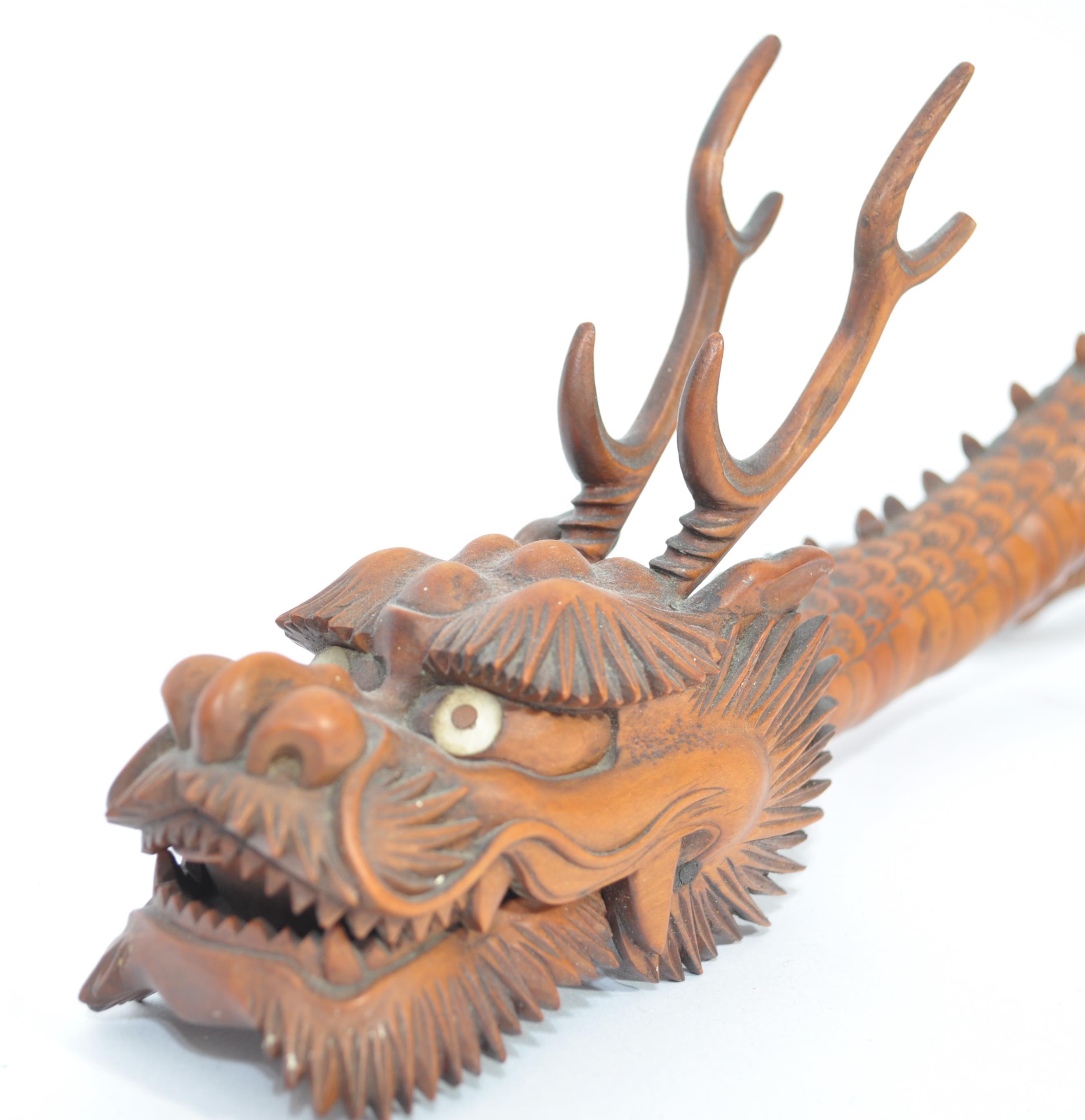 A Japanese carved and articulated wooden dragon Meiji period (1868-1912), probably boxwood, the body - Image 2 of 15