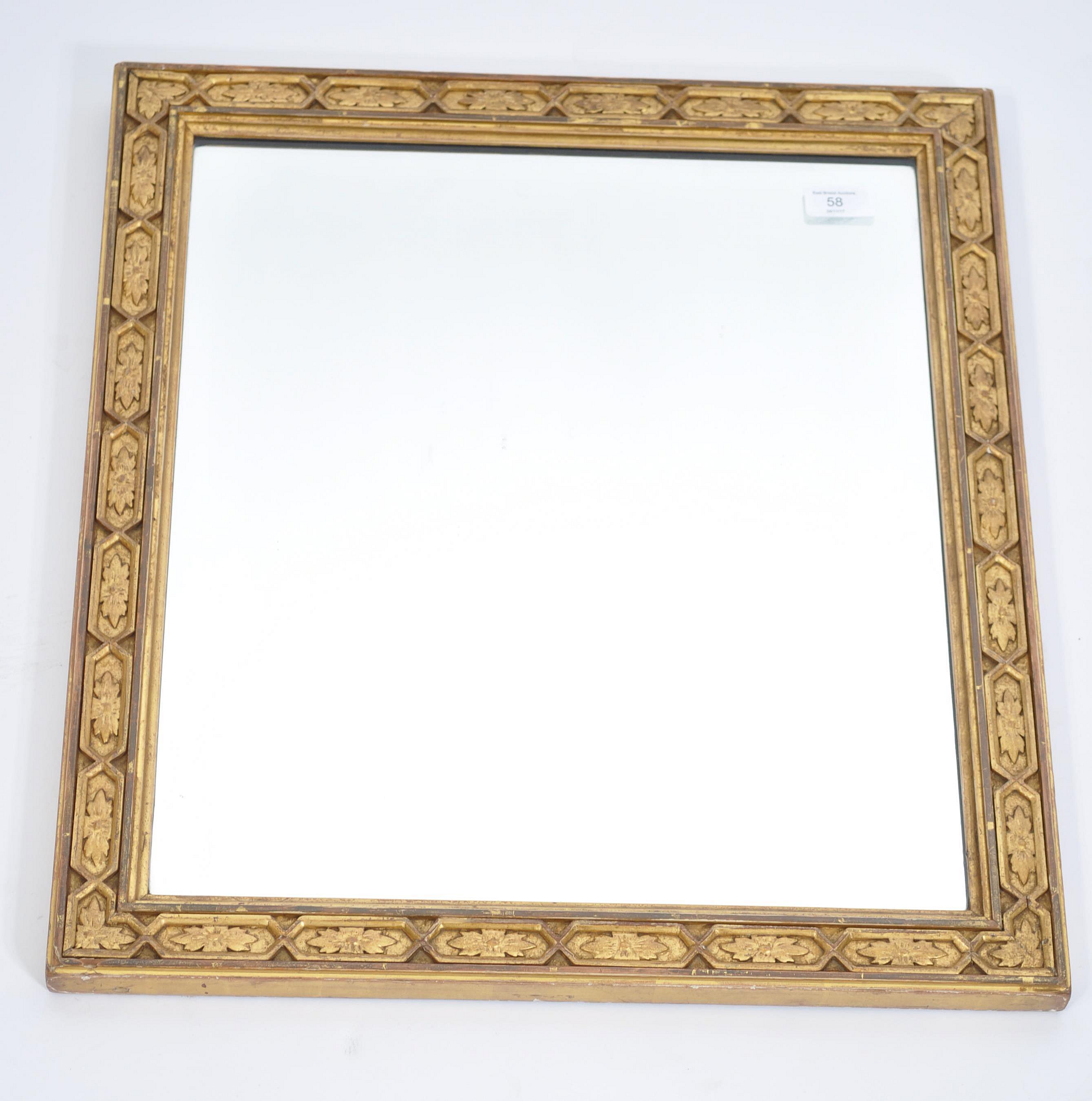 Early 20th century gilt carved Florentine revival wall mirror. Of rectangular form, the central